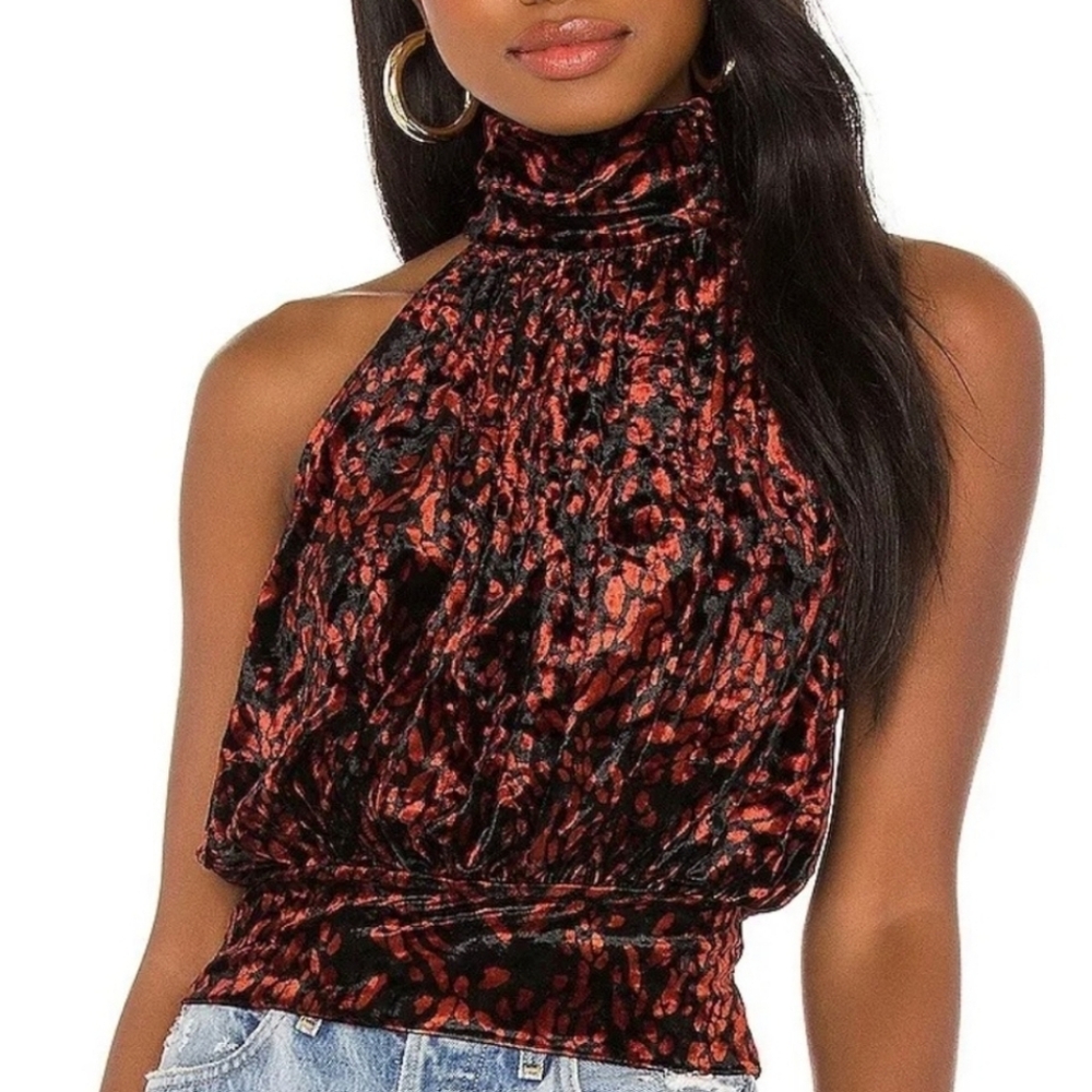 Free People Take A Break Halter Combo Velvet Crop Top